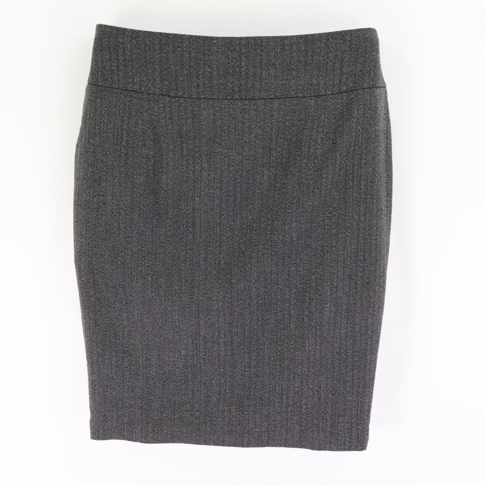 Mossimo Pencil Skirt Womens Size 12 Gray Herringbone Lined Stretch Zip Closure‎